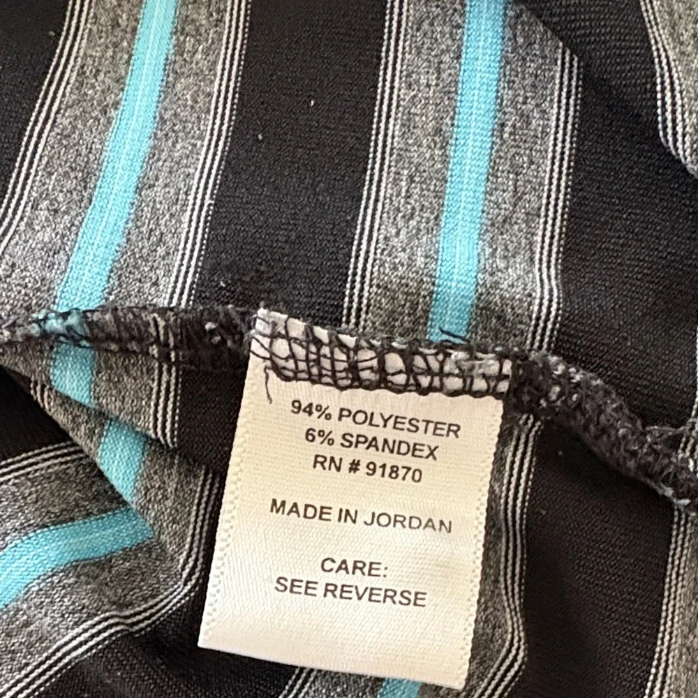 Tommy Bahama Black and Gray Striped Polo. XXL